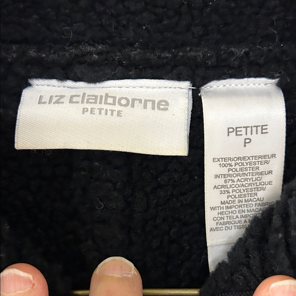 Liz Claiborne Black Sleeveless fuse, suede Sherpa‎ Vest image 4